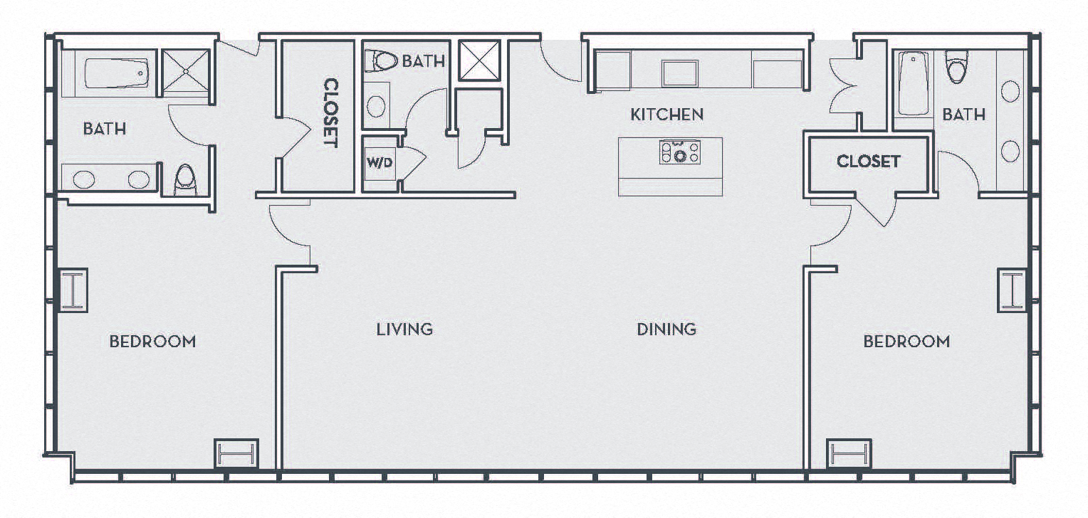 Floor plan for 2 beds, 2.5 baths, 2248 sqft
